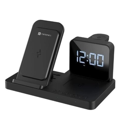 Portronics Bella 15W Wireless clone Charger Stand with Clock